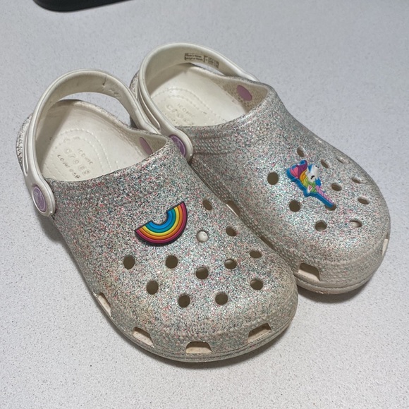 CROCS Other - Glitter crocs with two croc charms sz 13c